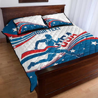 Custom USA Athletics Quilt Bed Set 2024 United States Flag Curve Style - Wonder Print Shop