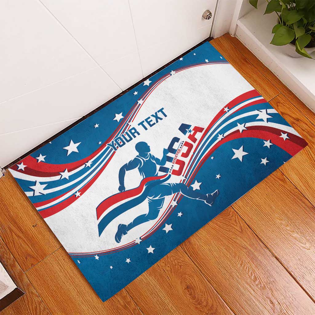 Custom USA Athletics Rubber Doormat 2024 United States Flag Curve Style - Wonder Print Shop