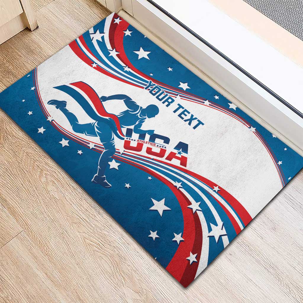 Custom USA Athletics Rubber Doormat 2024 United States Flag Curve Style - Wonder Print Shop