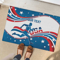 Custom USA Athletics Rubber Doormat 2024 United States Flag Curve Style - Wonder Print Shop