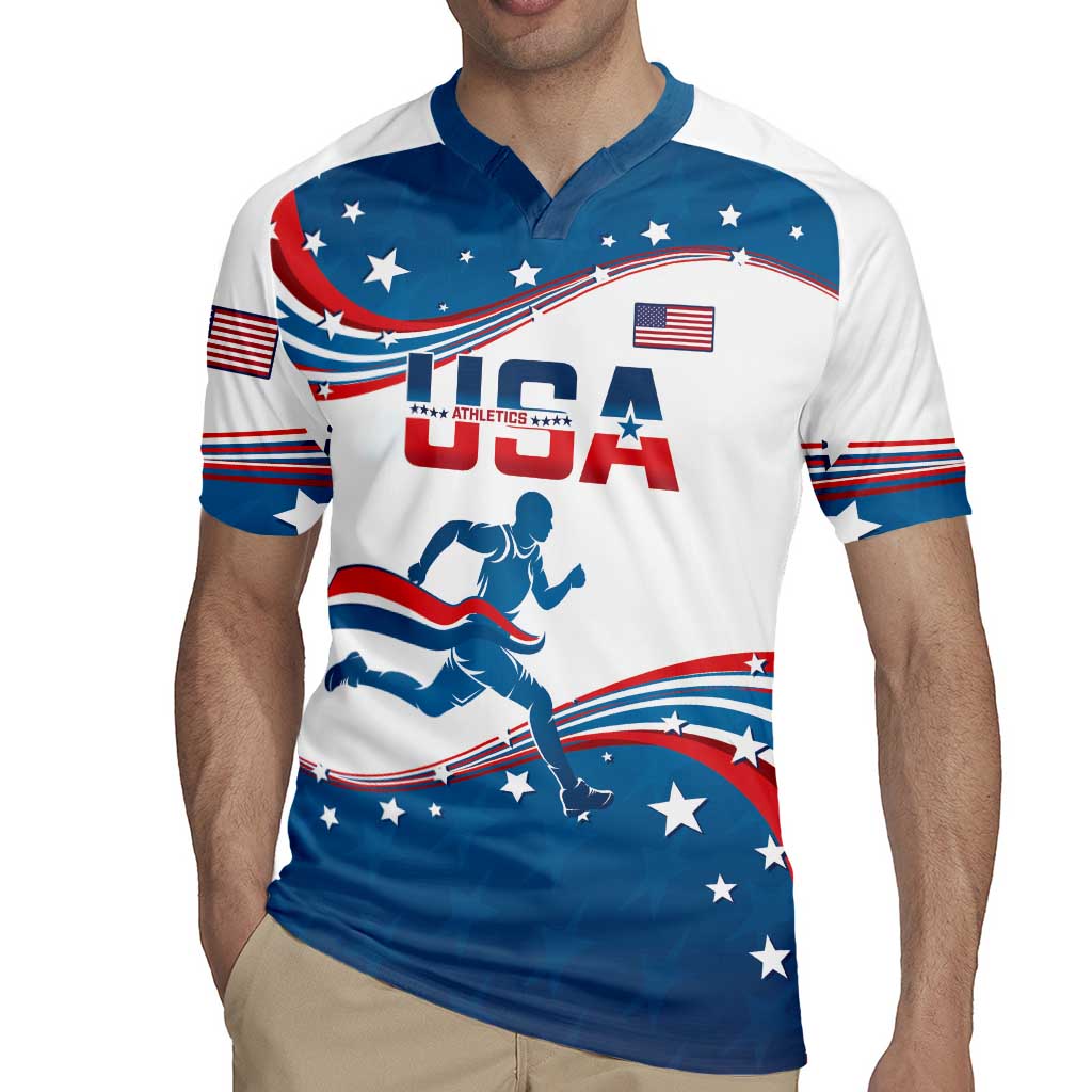 Custom USA Athletics Rugby Jersey 2024 United States Flag Curve Style - Wonder Print Shop