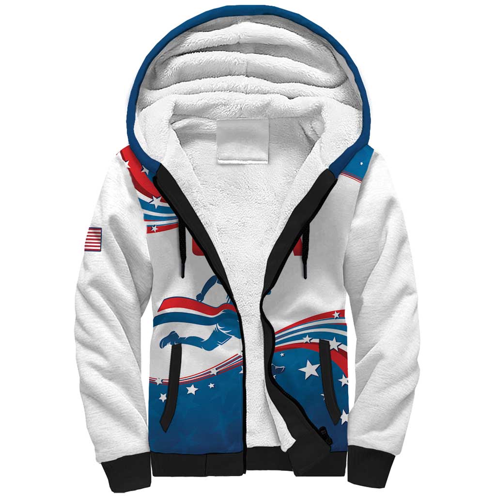 Custom USA Athletics Sherpa Hoodie 2024 United States Flag Curve Style - Wonder Print Shop