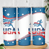 USA Athletics Skinny Tumbler 2024 United States Flag Curve Style - Wonder Print Shop