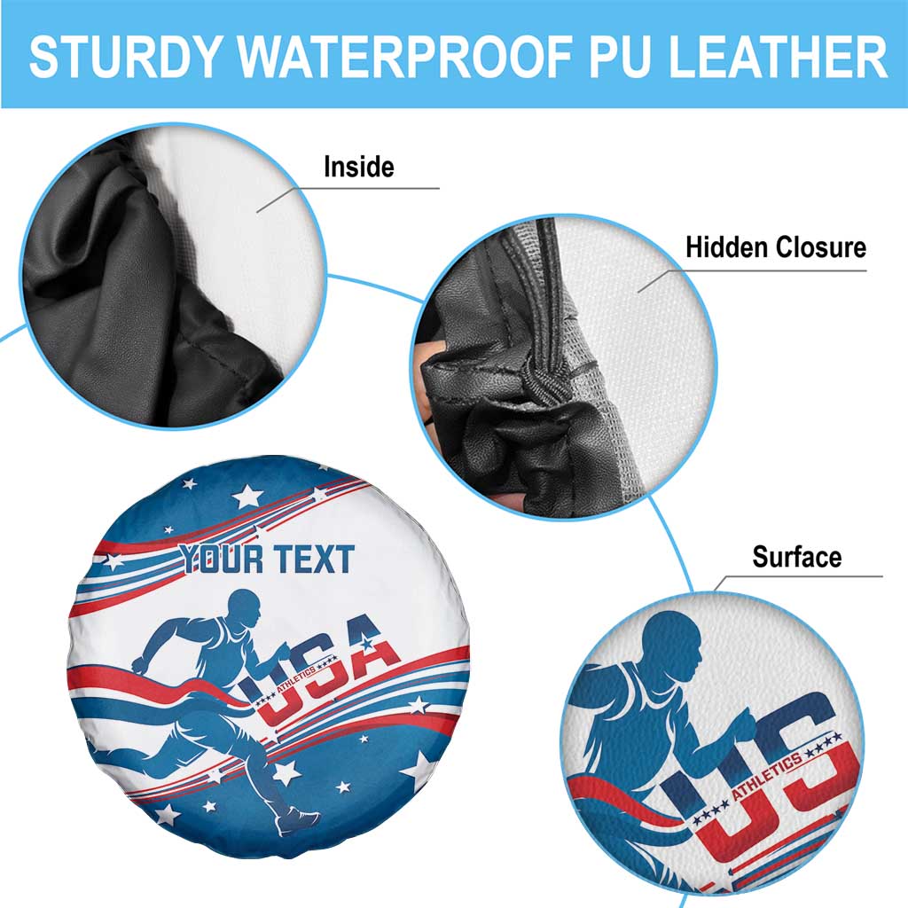 Custom USA Athletics Spare Tire Cover 2024 United States Flag Curve Style - Wonder Print Shop