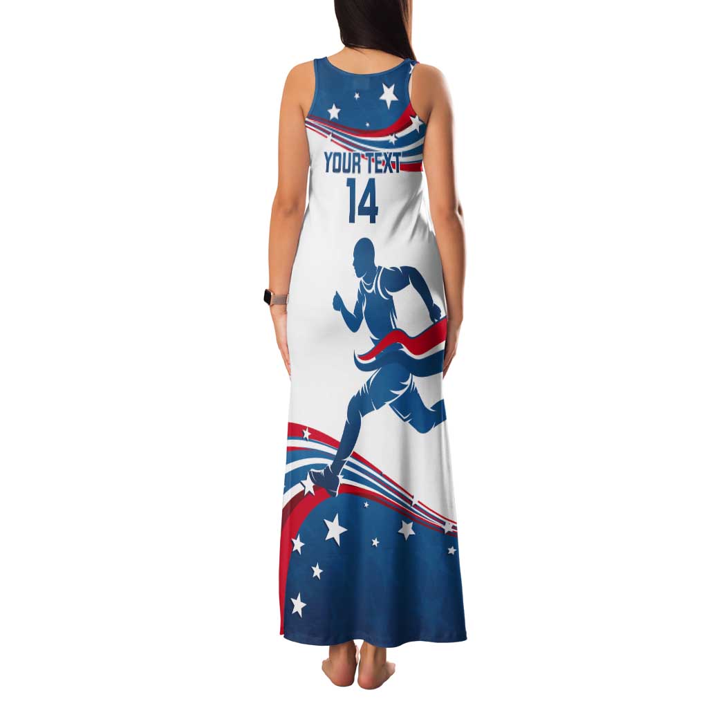 Custom USA Athletics Tank Maxi Dress 2024 United States Flag Curve Style - Wonder Print Shop