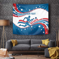 Custom USA Athletics Tapestry 2024 United States Flag Curve Style - Wonder Print Shop