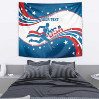 Custom USA Athletics Tapestry 2024 United States Flag Curve Style - Wonder Print Shop