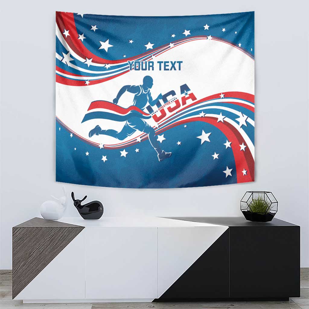 Custom USA Athletics Tapestry 2024 United States Flag Curve Style - Wonder Print Shop