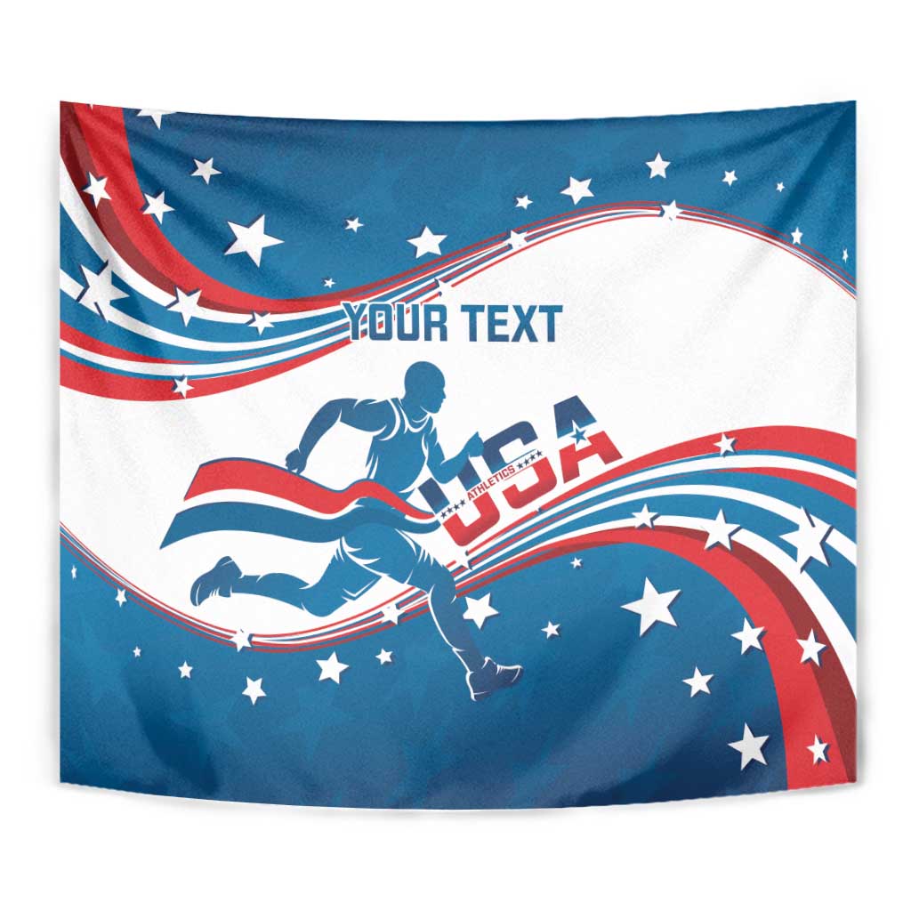 Custom USA Athletics Tapestry 2024 United States Flag Curve Style - Wonder Print Shop