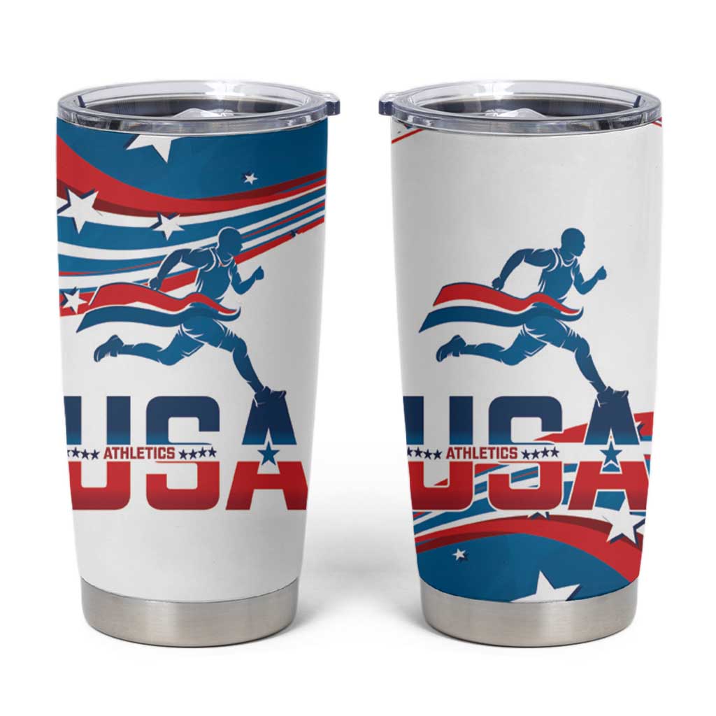 USA Athletics Tumbler Cup 2024 United States Flag Curve Style - Wonder Print Shop
