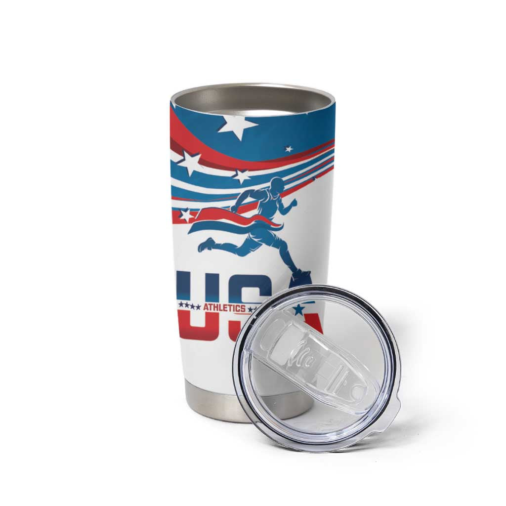 USA Athletics Tumbler Cup 2024 United States Flag Curve Style - Wonder Print Shop