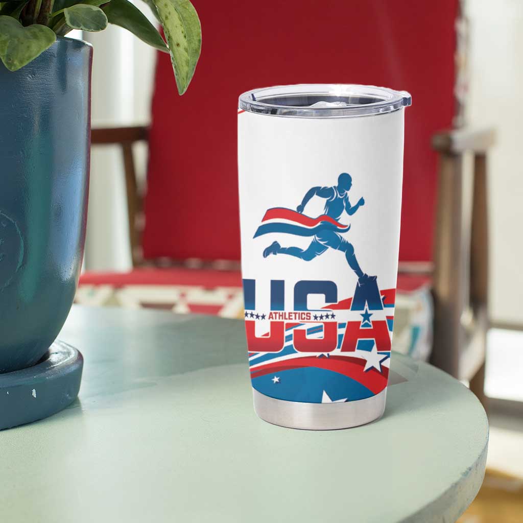 USA Athletics Tumbler Cup 2024 United States Flag Curve Style - Wonder Print Shop