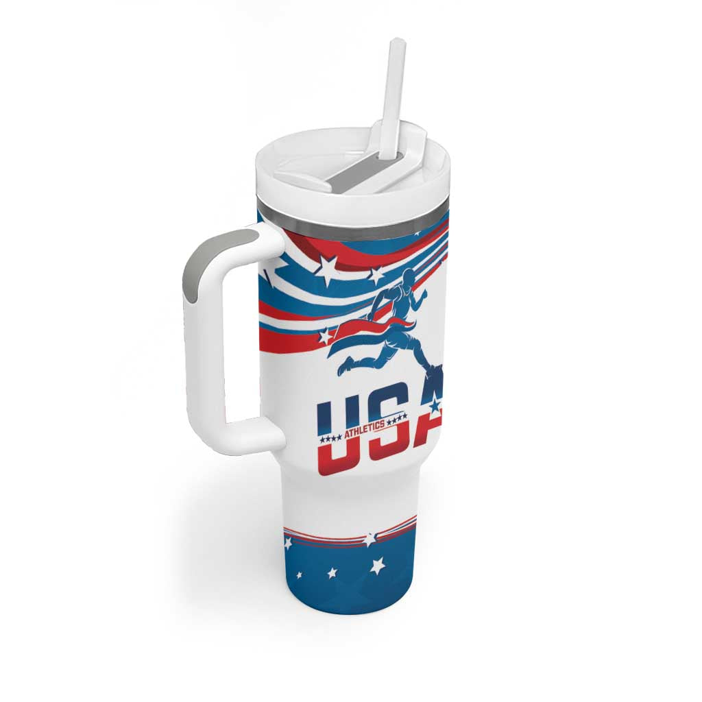 USA Athletics Tumbler With Handle 2024 United States Flag Curve Style - Wonder Print Shop