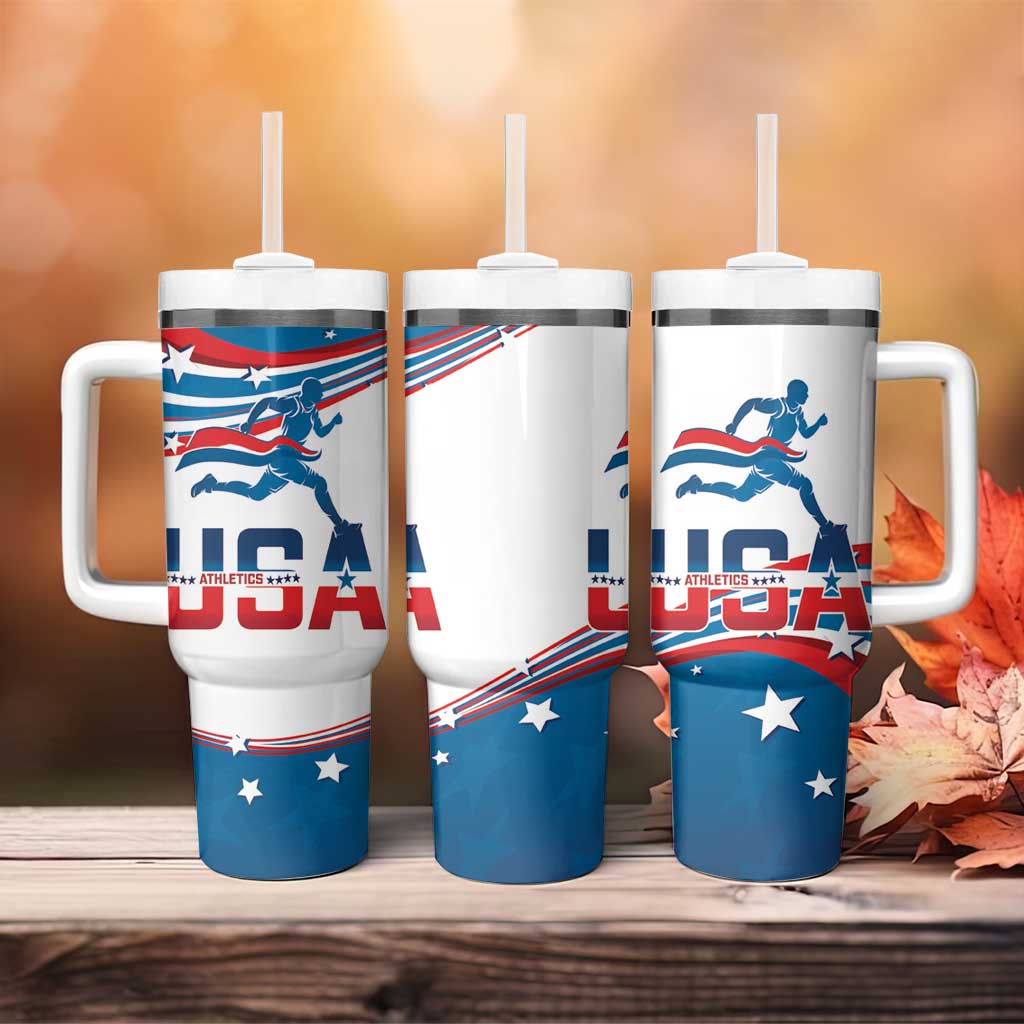 USA Athletics Tumbler With Handle 2024 United States Flag Curve Style - Wonder Print Shop