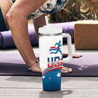 USA Athletics Tumbler With Handle 2024 United States Flag Curve Style - Wonder Print Shop