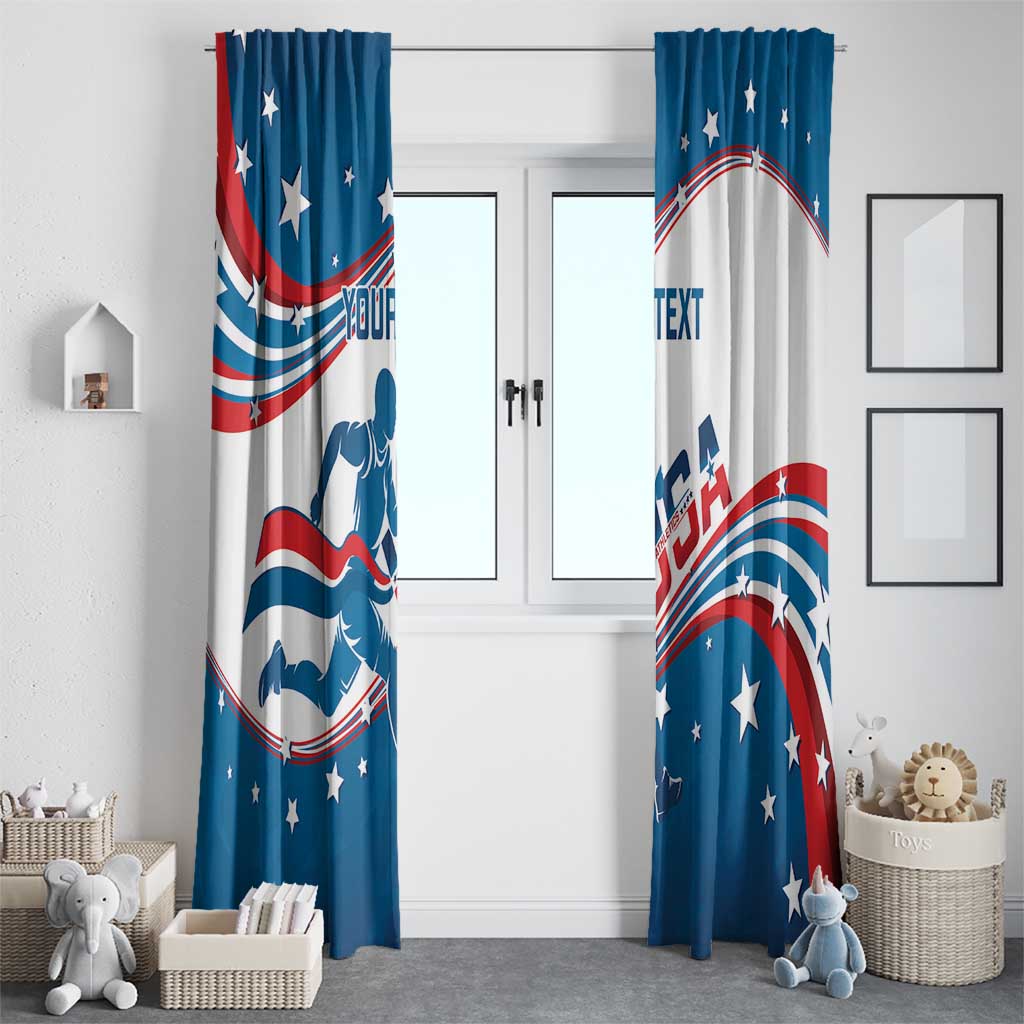 Custom USA Athletics Window Curtain 2024 United States Flag Curve Style - Wonder Print Shop