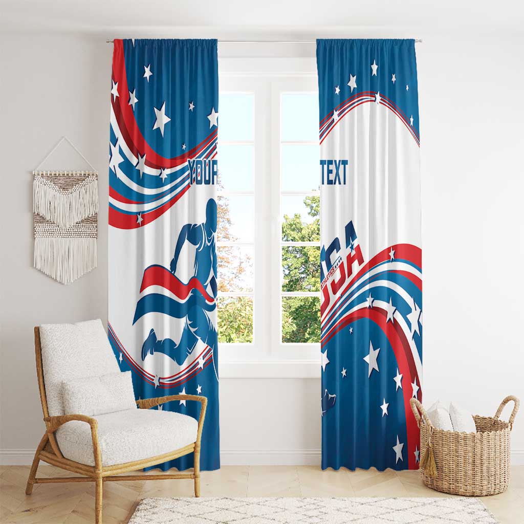Custom USA Athletics Window Curtain 2024 United States Flag Curve Style - Wonder Print Shop
