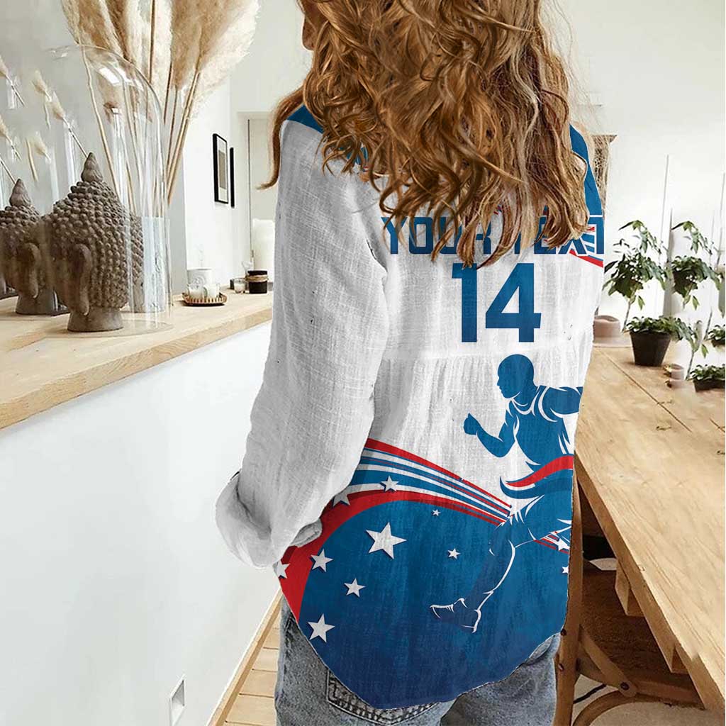 Custom USA Athletics Women Casual Shirt 2024 United States Flag Curve Style - Wonder Print Shop