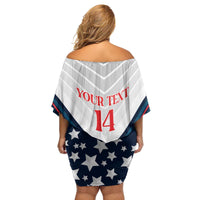 Custom USA Athletics Family Matching Off Shoulder Short Dress and Hawaiian Shirt 2024 United States Champions Proud - Wonder Print Shop