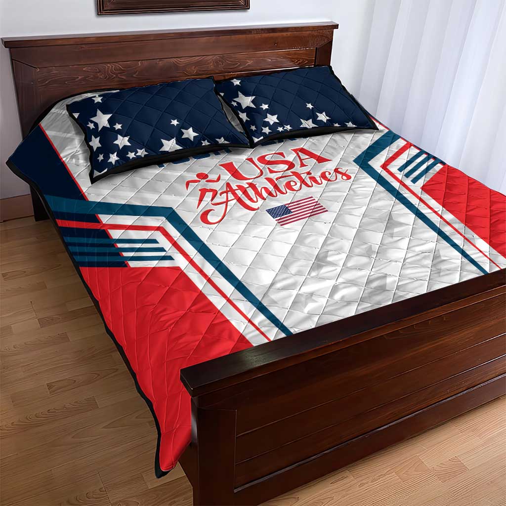 Custom USA Athletics Quilt Bed Set 2024 United States Champions Proud - Wonder Print Shop