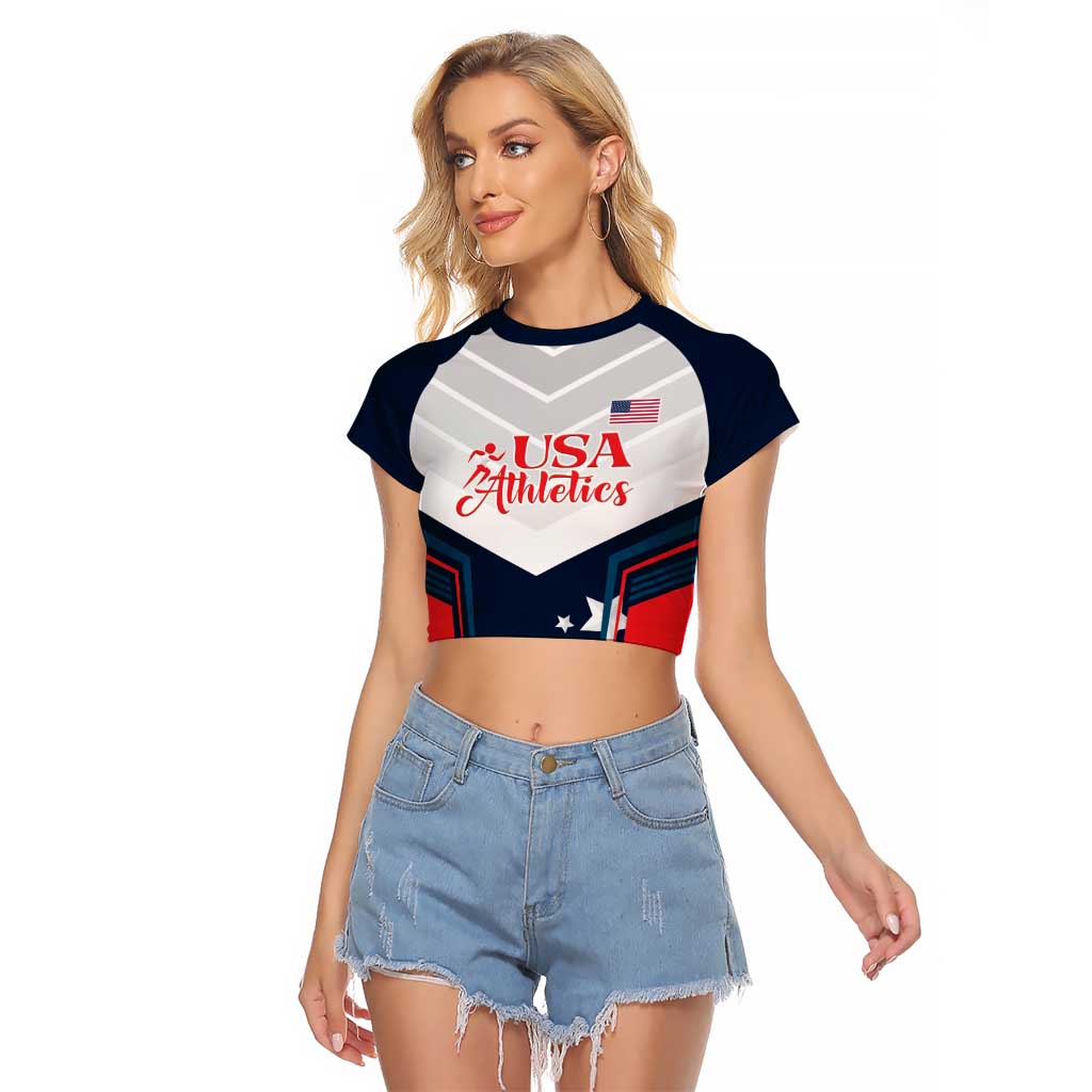 Custom USA Athletics Raglan Cropped T Shirt 2024 United States Champions Proud - Wonder Print Shop