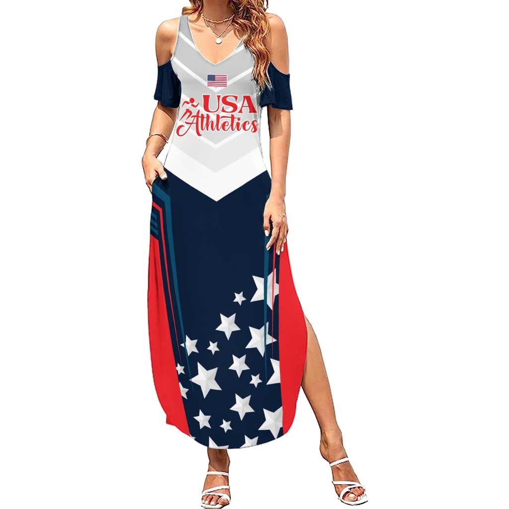 Custom USA Athletics Summer Maxi Dress 2024 United States Champions Proud - Wonder Print Shop