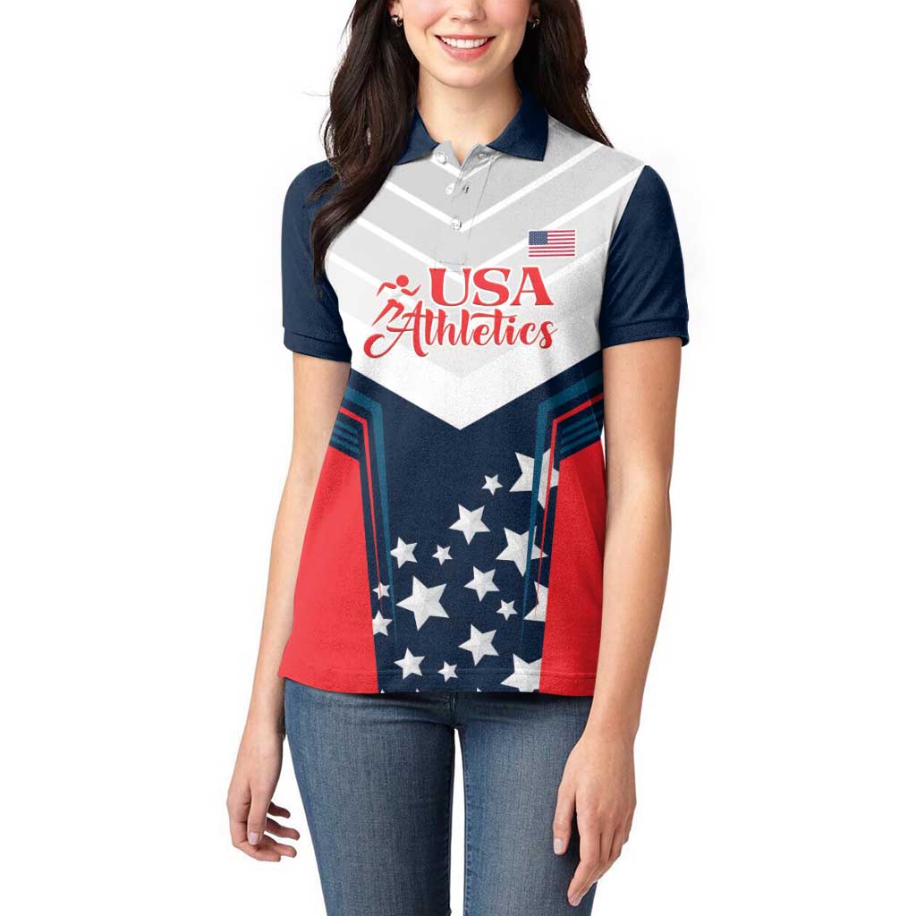 Custom USA Athletics Women Polo Shirt 2024 United States Champions Proud - Wonder Print Shop