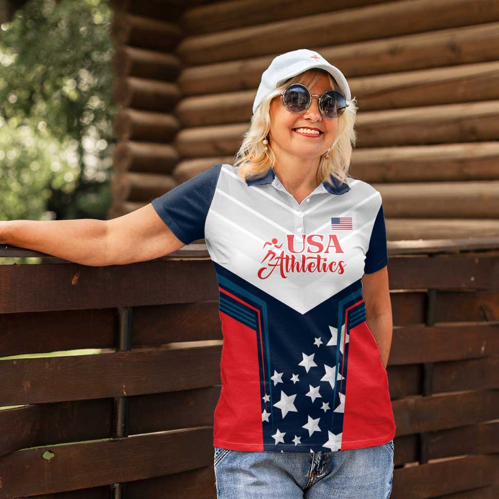 Custom USA Athletics Women Polo Shirt 2024 United States Champions Proud - Wonder Print Shop