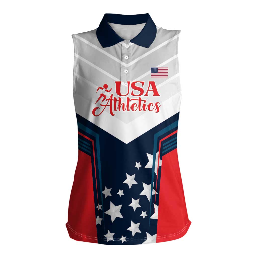 Custom USA Athletics Women Sleeveless Polo Shirt 2024 United States Champions Proud - Wonder Print Shop