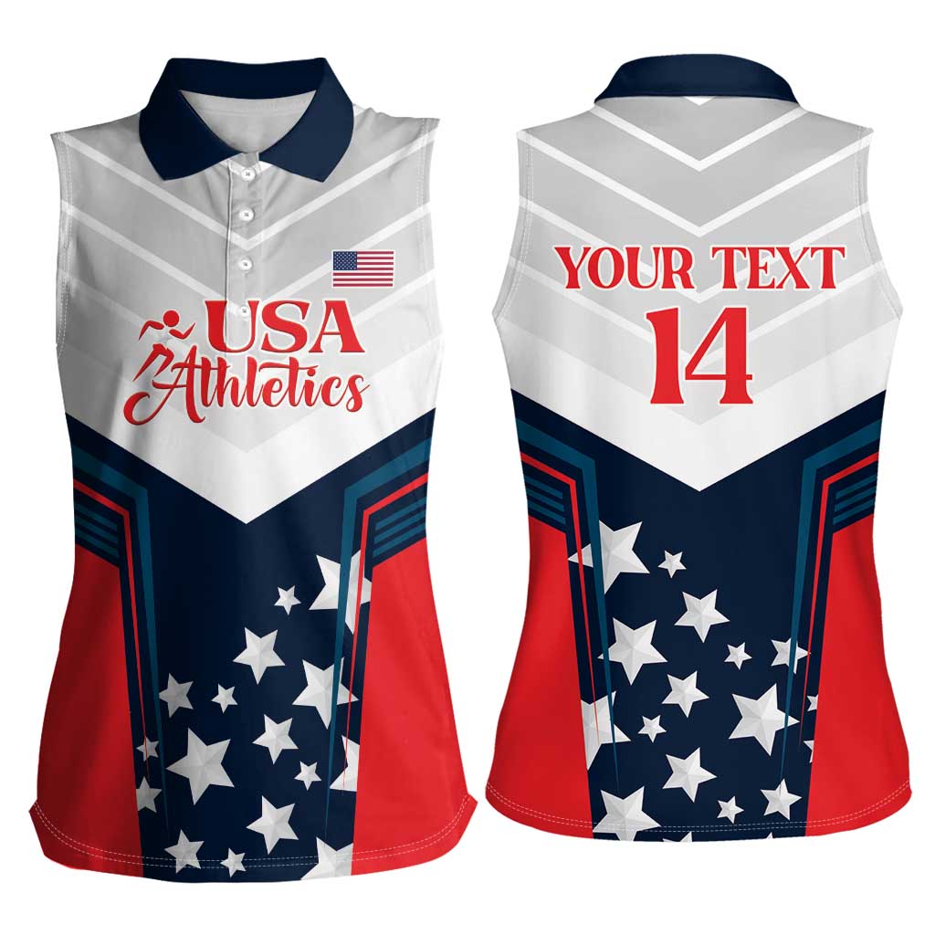Custom USA Athletics Women Sleeveless Polo Shirt 2024 United States Champions Proud - Wonder Print Shop