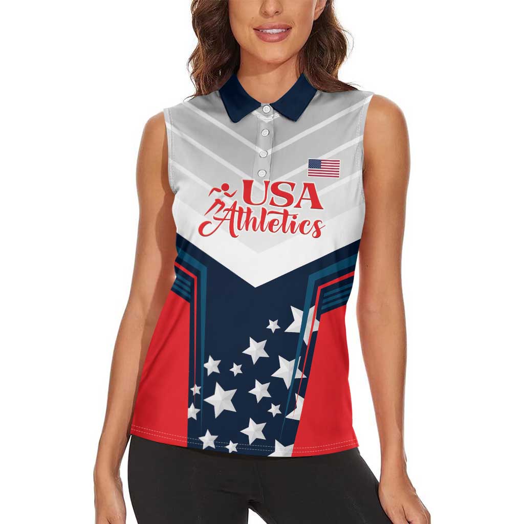 Custom USA Athletics Women Sleeveless Polo Shirt 2024 United States Champions Proud - Wonder Print Shop