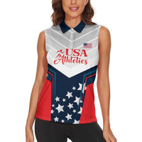 Custom USA Athletics Women Sleeveless Polo Shirt 2024 United States Champions Proud - Wonder Print Shop
