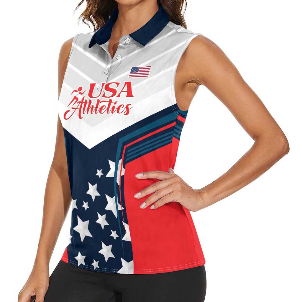 Custom USA Athletics Women Sleeveless Polo Shirt 2024 United States Champions Proud - Wonder Print Shop
