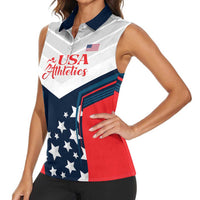 Custom USA Athletics Women Sleeveless Polo Shirt 2024 United States Champions Proud - Wonder Print Shop