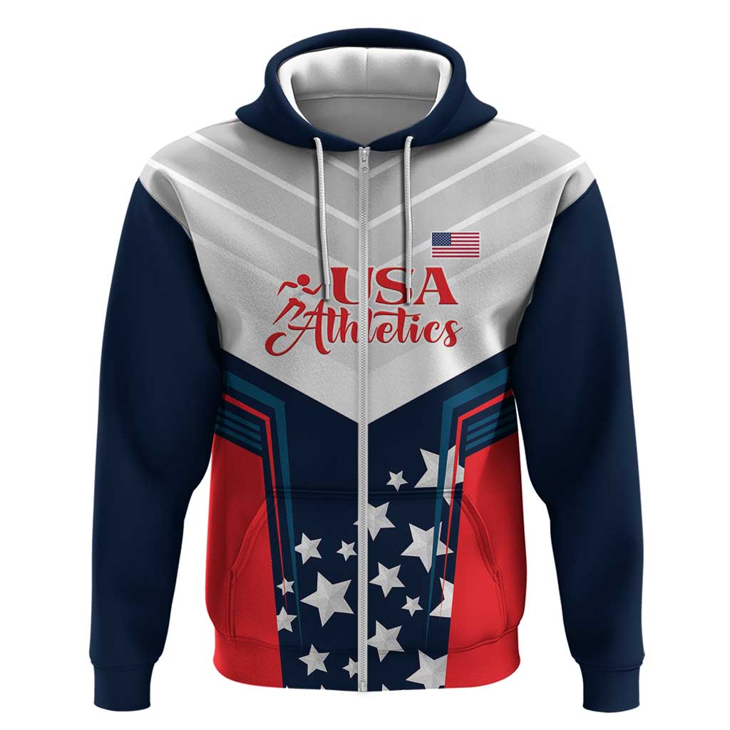 Custom USA Athletics Zip Hoodie 2024 United States Champions Proud - Wonder Print Shop