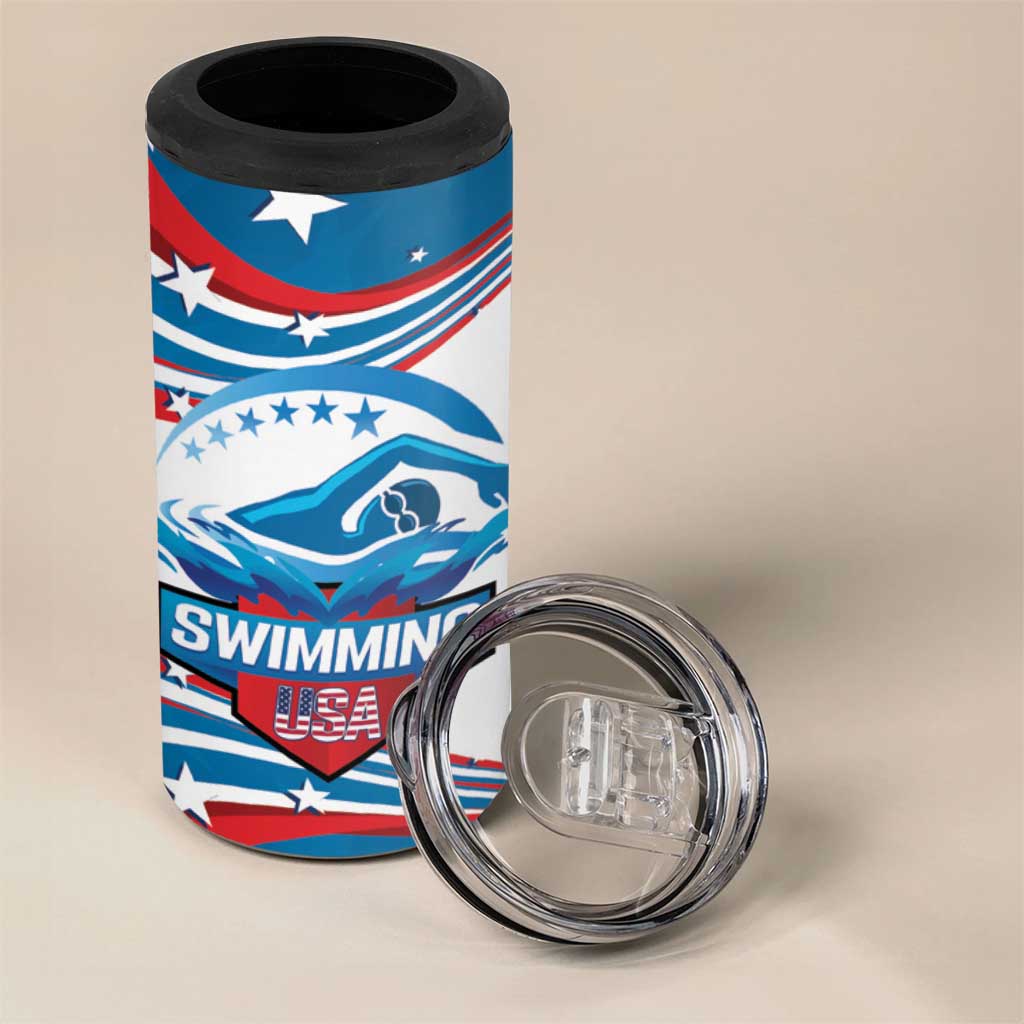 Personalized USA Swimming 4 in 1 Can Cooler Tumbler 2024 We Are The Champions - Wonder Print Shop