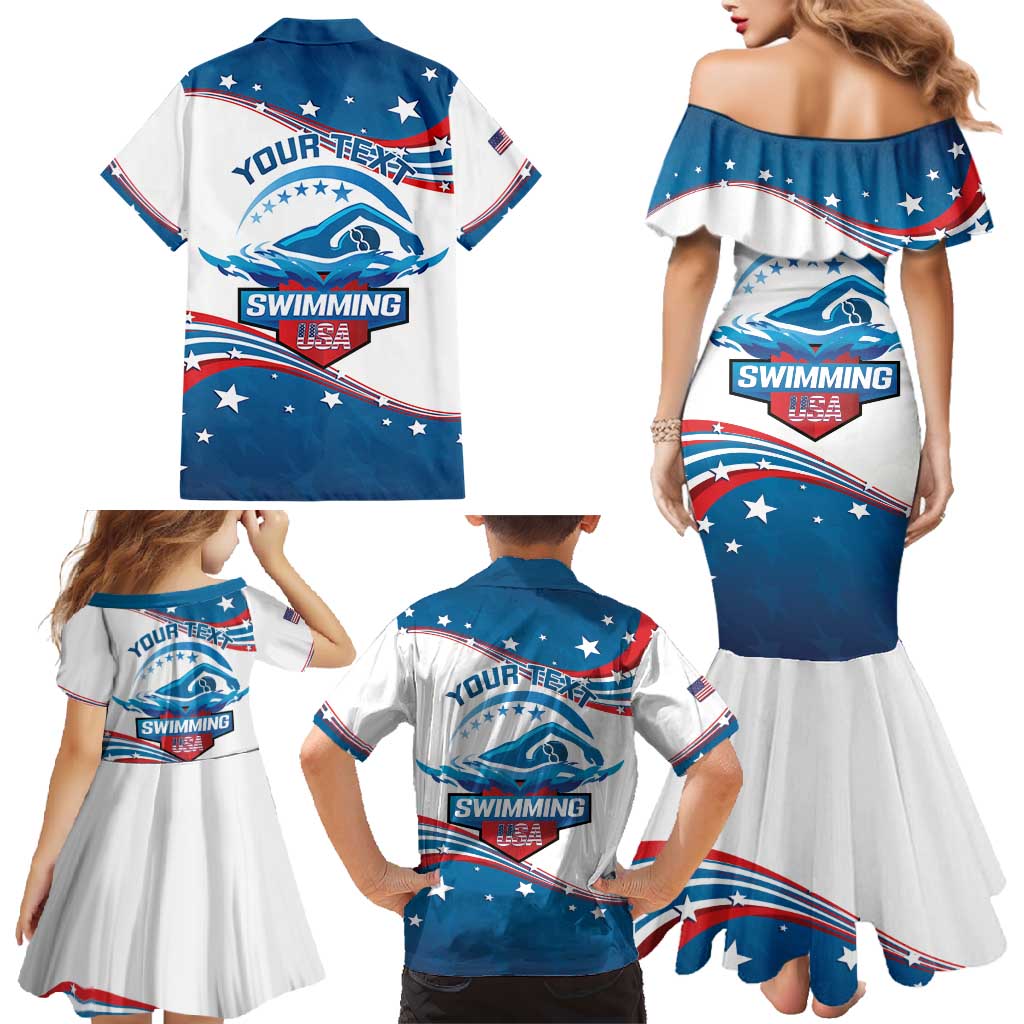 Personalized USA Swimming Family Matching Mermaid Dress and Hawaiian Shirt 2024 We Are The Champions - Wonder Print Shop