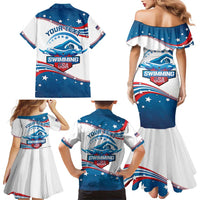 Personalized USA Swimming Family Matching Mermaid Dress and Hawaiian Shirt 2024 We Are The Champions - Wonder Print Shop