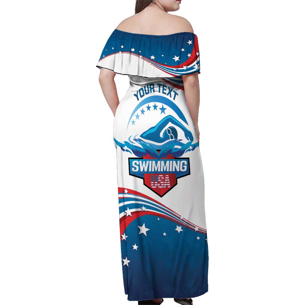 Personalized USA Swimming Family Matching Off Shoulder Maxi Dress and Hawaiian Shirt 2024 We Are The Champions - Wonder Print Shop