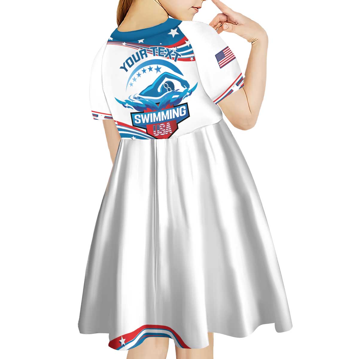 Personalized USA Swimming Kid Short Sleeve Dress 2024 We Are The Champions - Wonder Print Shop