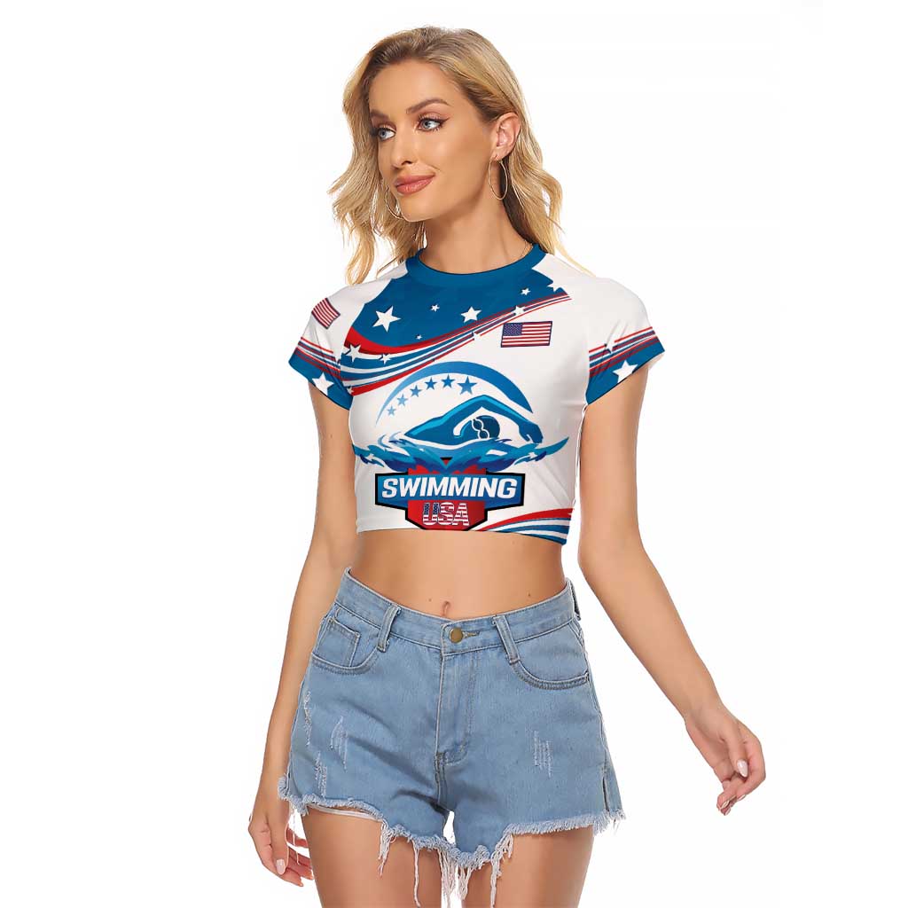 Personalized USA Swimming Raglan Cropped T Shirt 2024 We Are The Champions - Wonder Print Shop