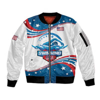 Personalized USA Swimming Sleeve Zip Bomber Jacket 2024 We Are The Champions - Wonder Print Shop