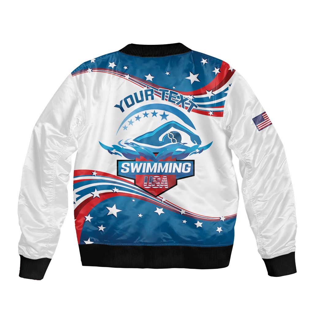 Personalized USA Swimming Sleeve Zip Bomber Jacket 2024 We Are The Champions - Wonder Print Shop