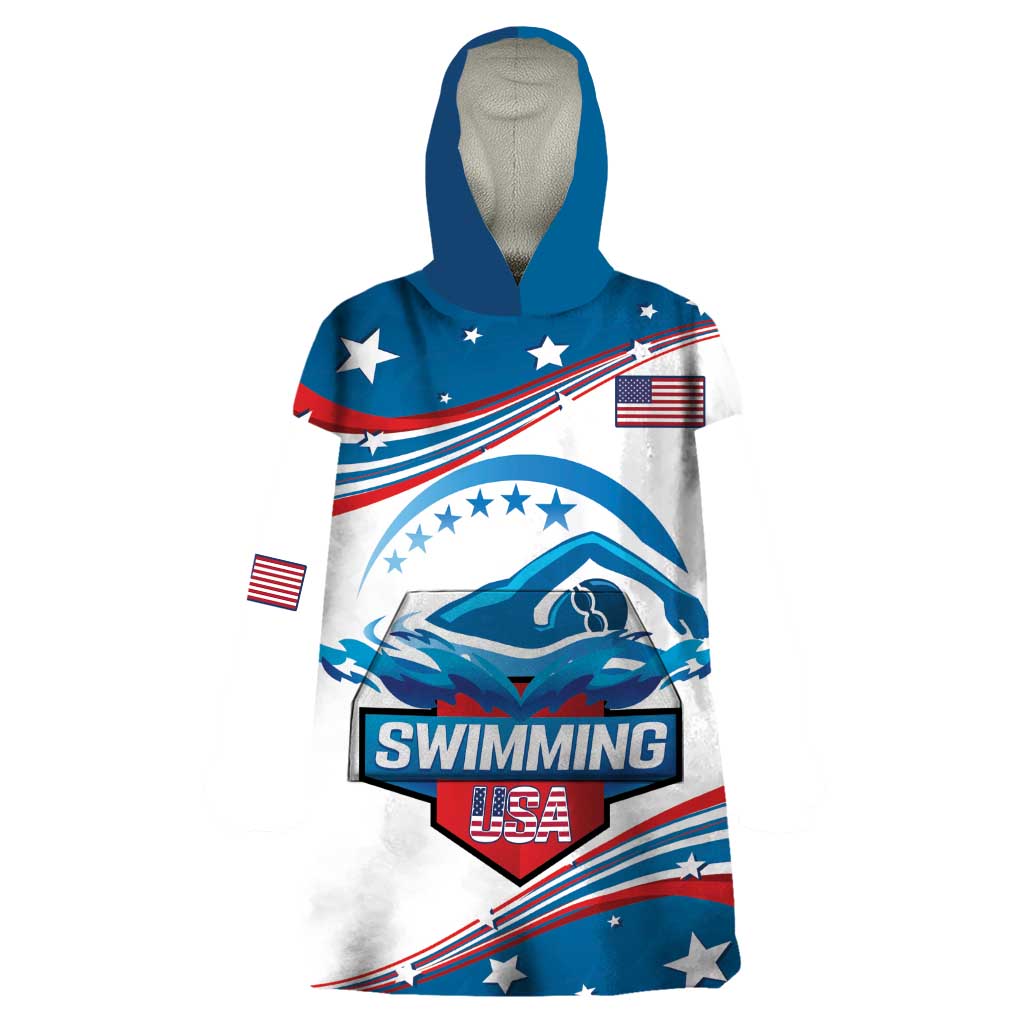 Personalized USA Swimming Wearable Blanket Hoodie 2024 We Are The Champions - Wonder Print Shop