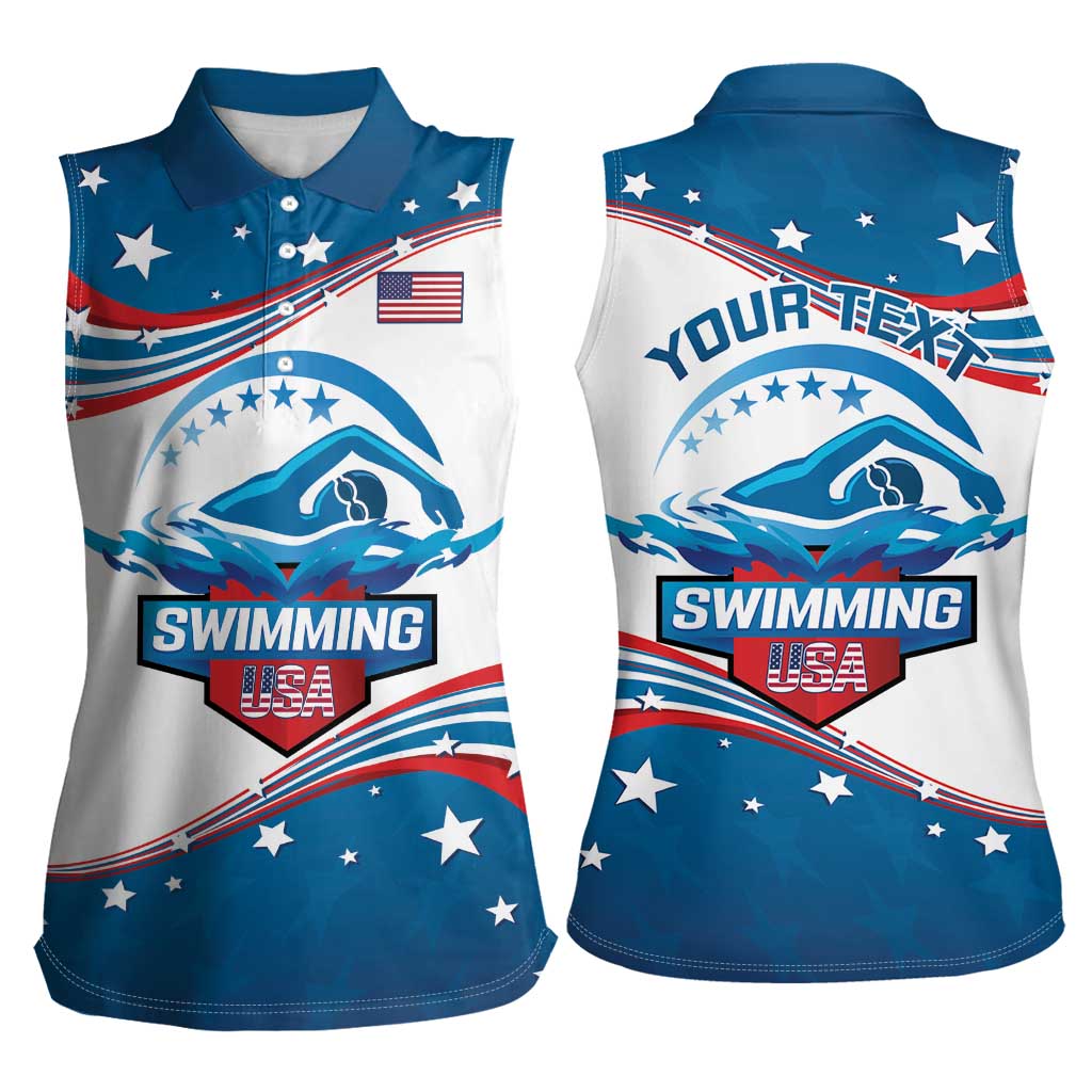 Personalized USA Swimming Women Sleeveless Polo Shirt 2024 We Are The Champions - Wonder Print Shop