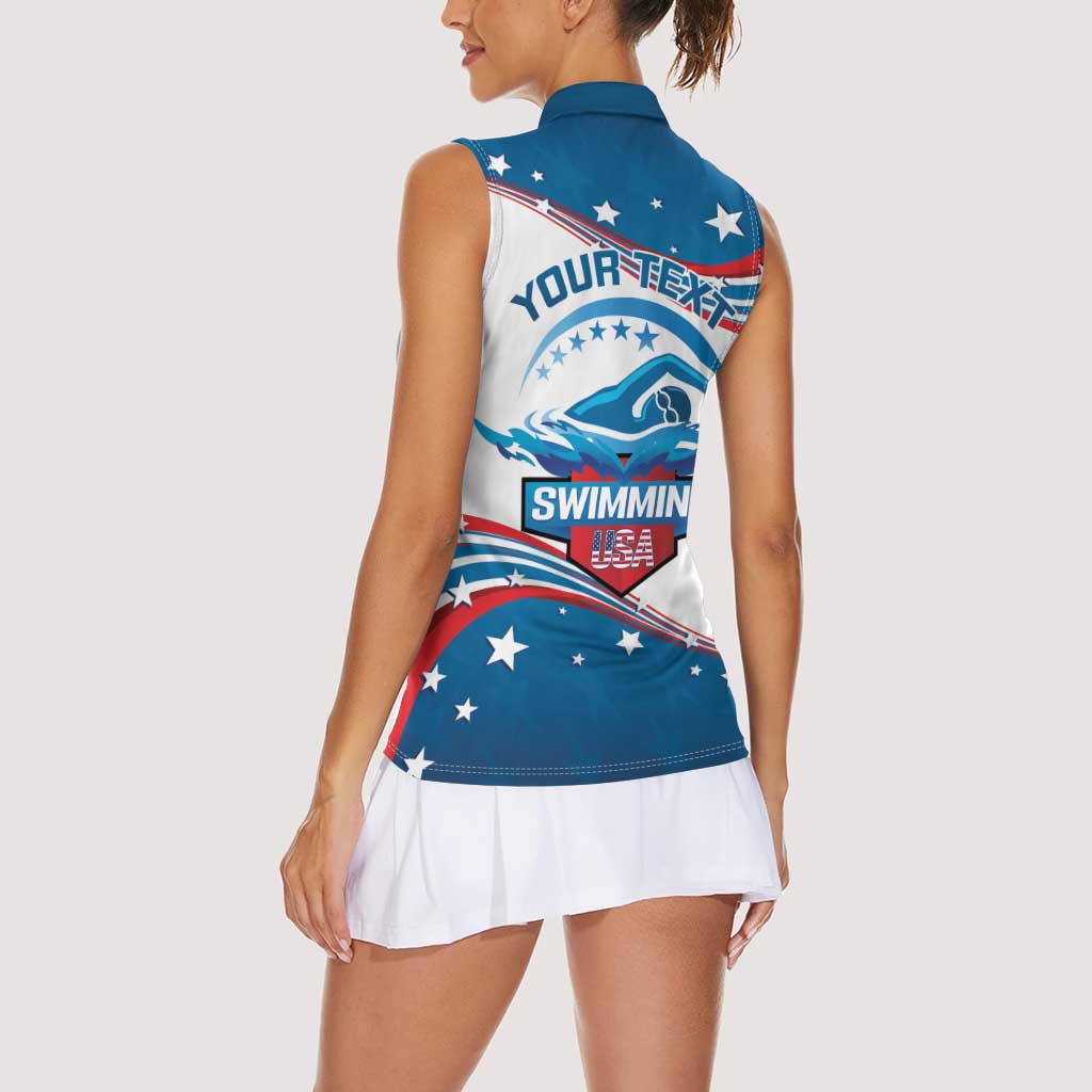 Personalized USA Swimming Women Sleeveless Polo Shirt 2024 We Are The Champions - Wonder Print Shop