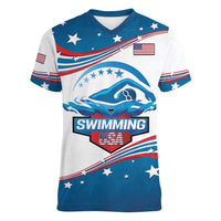 Personalized USA Swimming Women V-Neck T-Shirt 2024 We Are The Champions - Wonder Print Shop