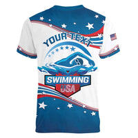 Personalized USA Swimming Women V-Neck T-Shirt 2024 We Are The Champions - Wonder Print Shop