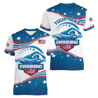 Personalized USA Swimming Women V-Neck T-Shirt 2024 We Are The Champions - Wonder Print Shop