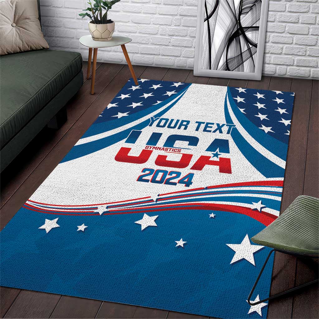 Personalized USA Gymnastics Area Rug 2024 United States Flag Curve Style - Wonder Print Shop